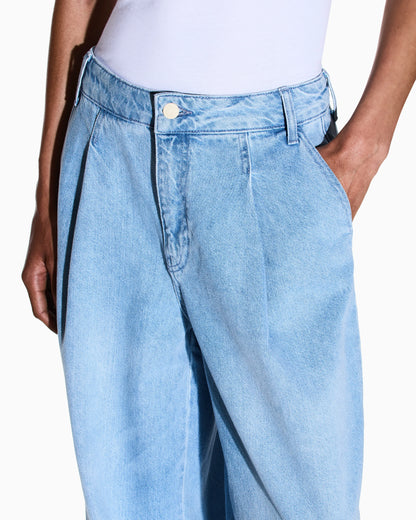 Wide-leg light denim jeans