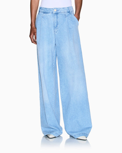 Wide-leg light denim jeans