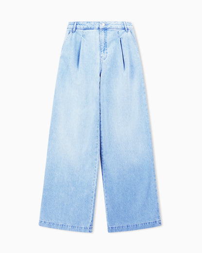 Wide-leg light denim jeans