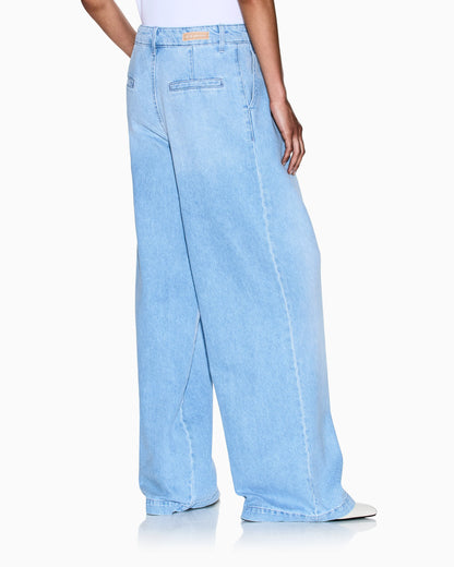 Wide-leg light denim jeans