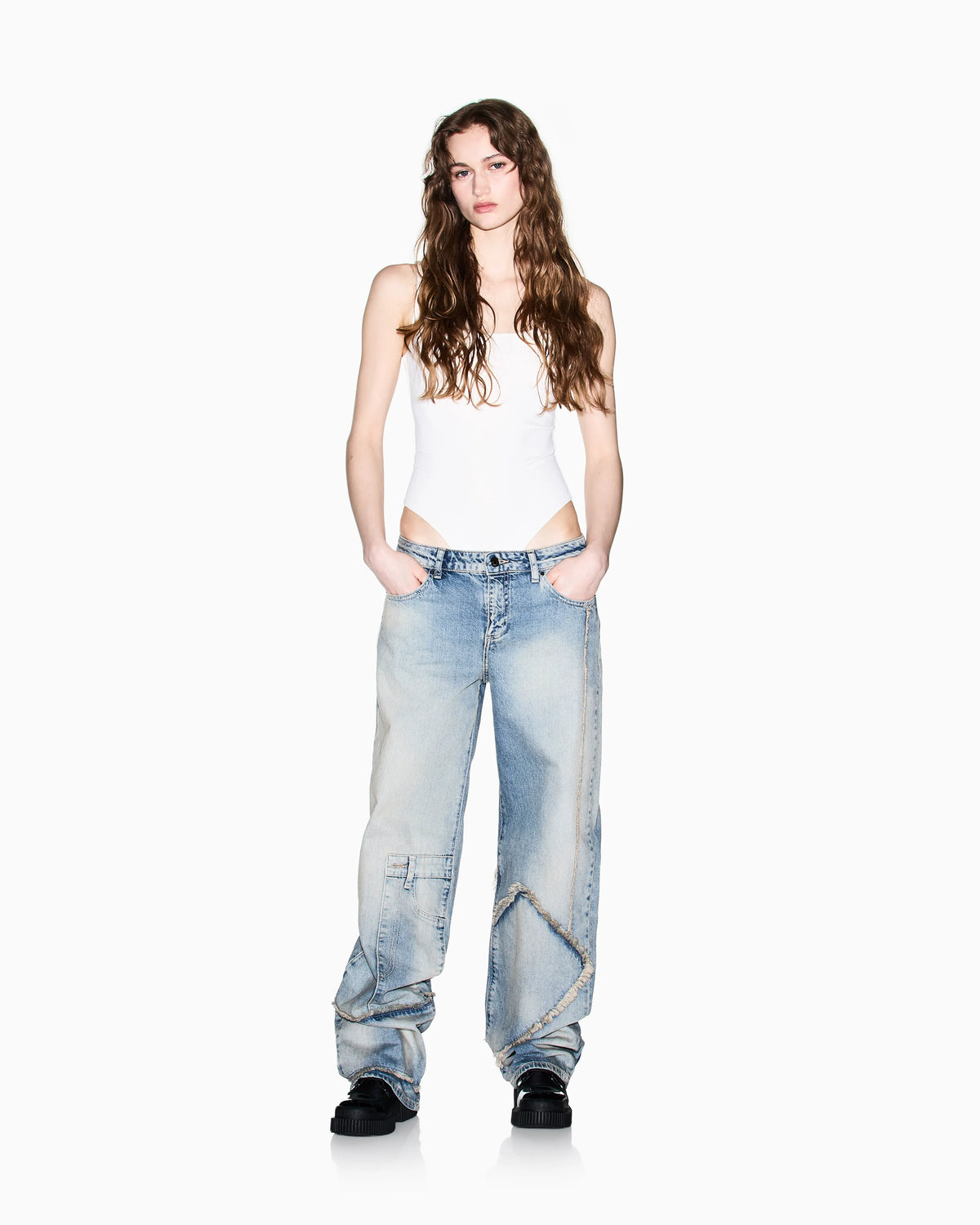 Scoop-neck bodysuit in stretch jersey with logo Essential