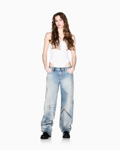 Scoop-neck bodysuit in stretch jersey with logo Essential