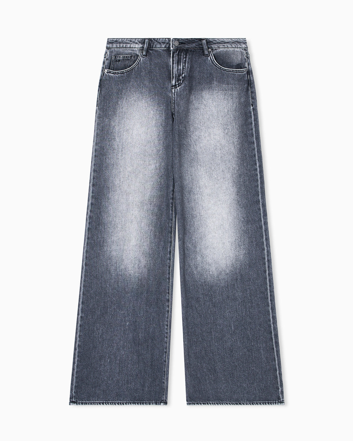 Stonewashed denim wide-leg jeans