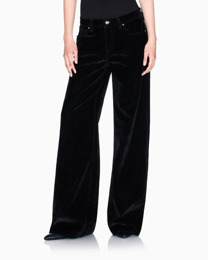 Stonewashed denim wide-leg jeans
