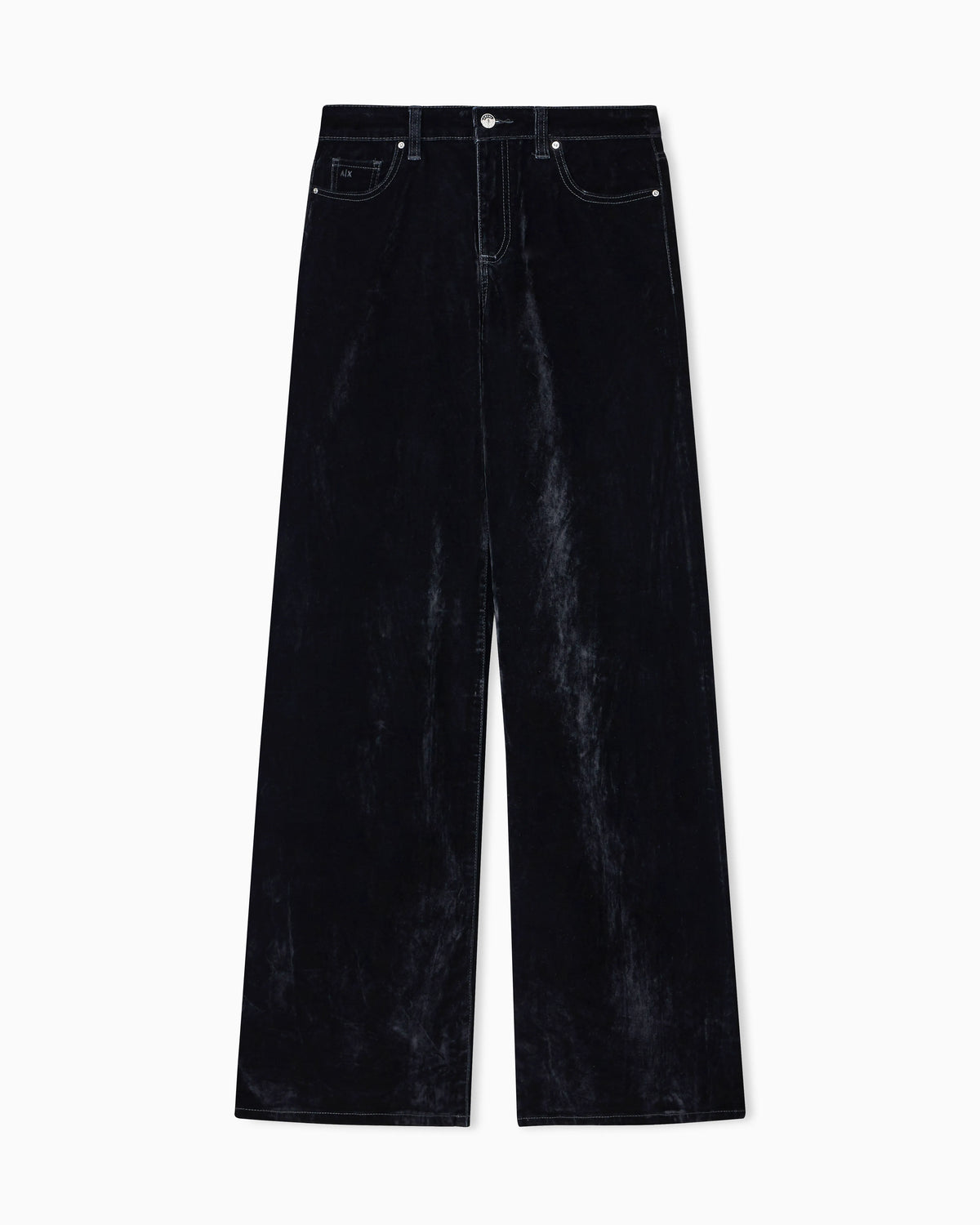 Stonewashed denim wide-leg jeans