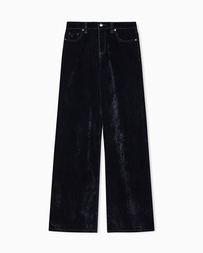 Stonewashed denim wide-leg jeans