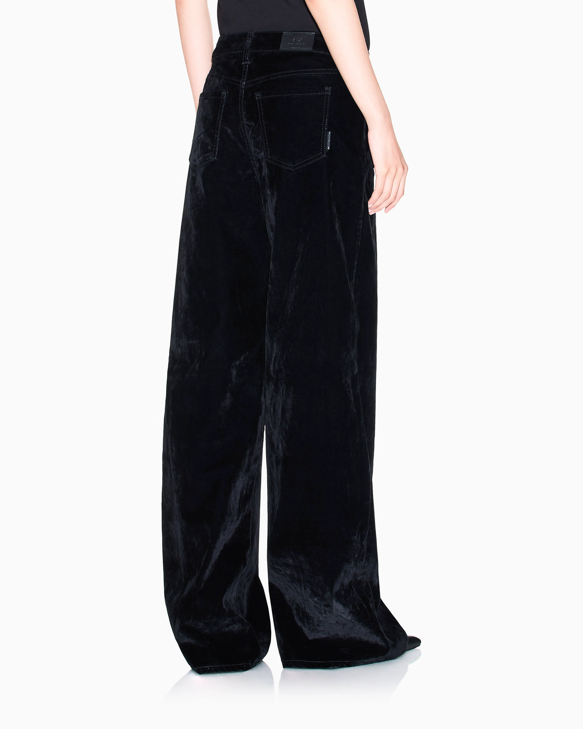 Stonewashed denim wide-leg jeans