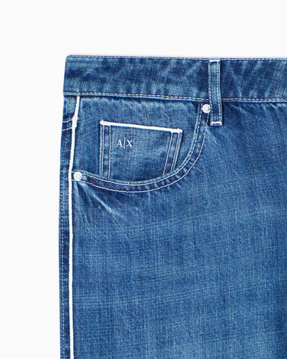 Loose Fit Mid-Blue Rigid Denim Jeans
