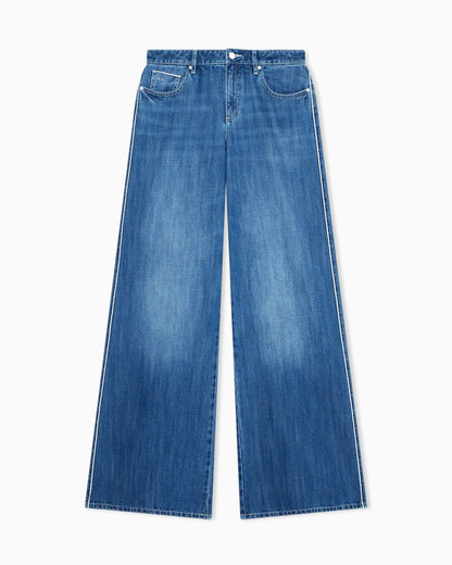 Loose Fit Mid-Blue Rigid Denim Jeans