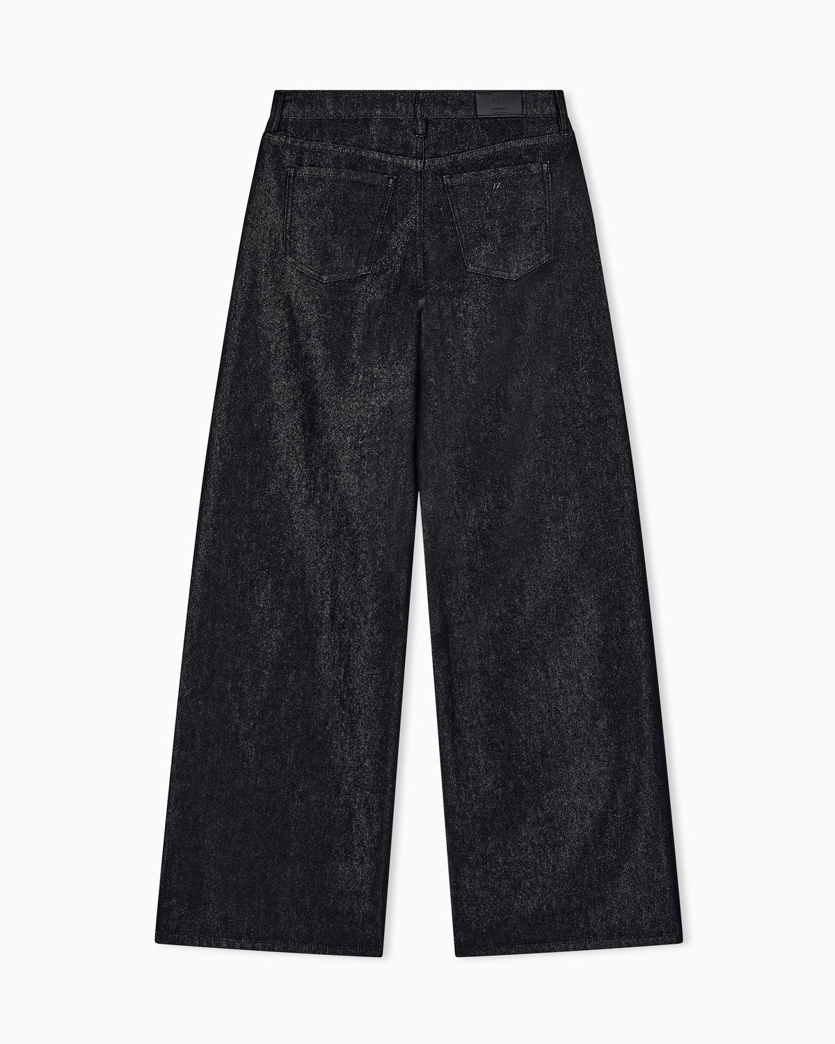 oversized fit 5 pockets denim pant with metallic yarn