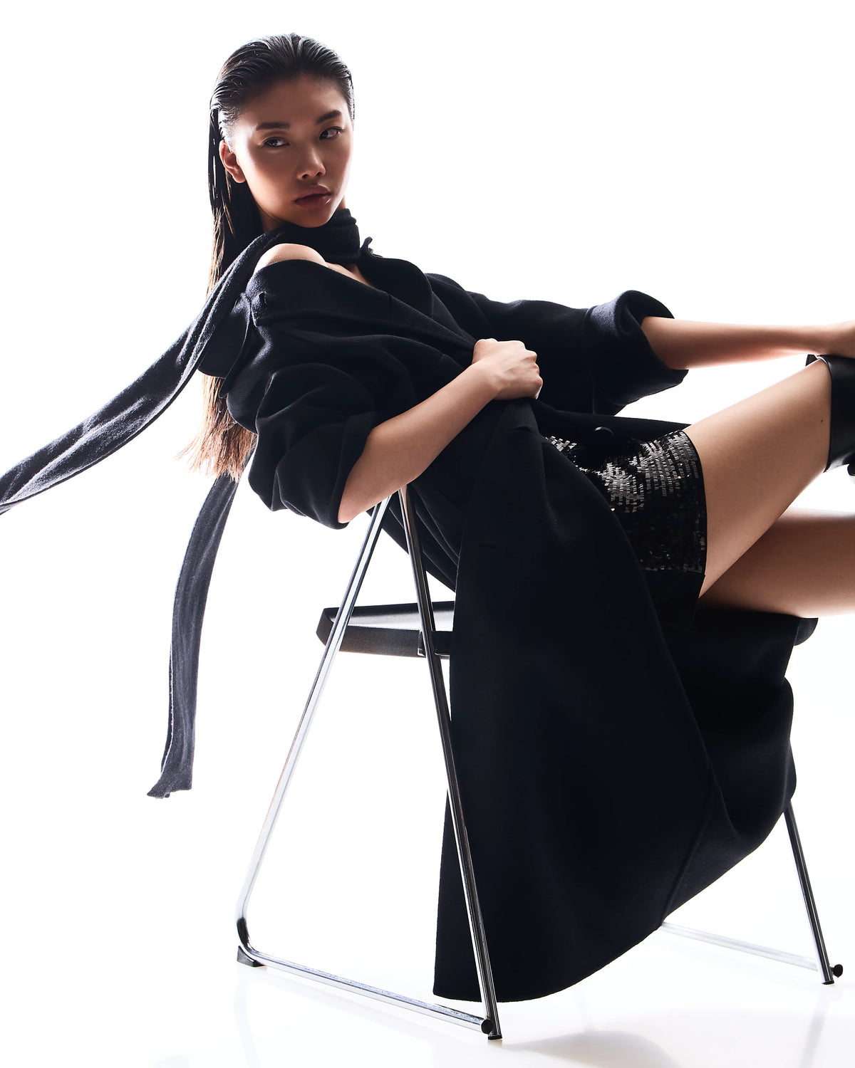 Long coat in soft fabric