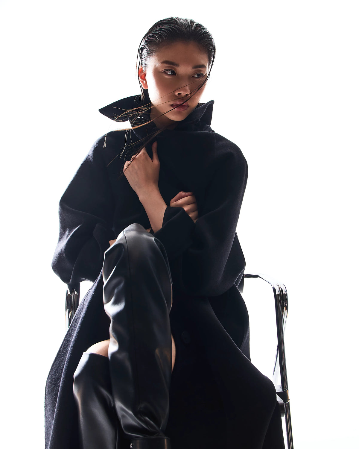 Long coat in soft fabric