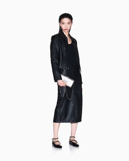 LEATHER MIDI SKIRT