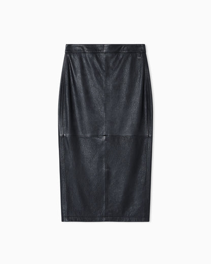 LEATHER MIDI SKIRT