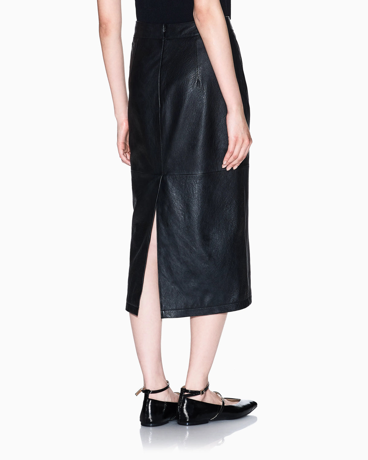 LEATHER MIDI SKIRT