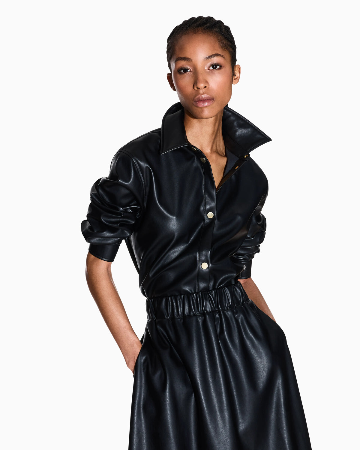 Faux leather shirt