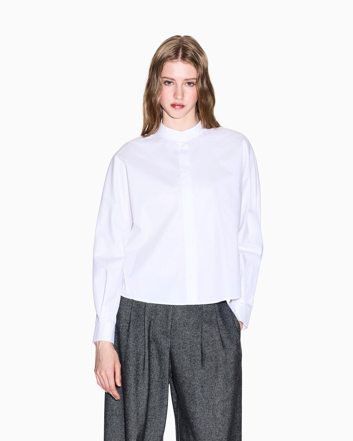 Cropped cotton shirt