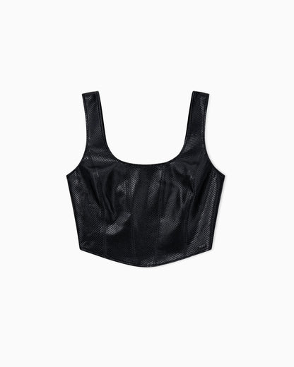 Faux leather top