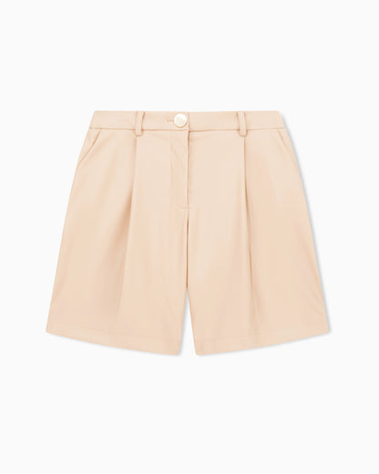 Oversized faux leather Bermuda shorts