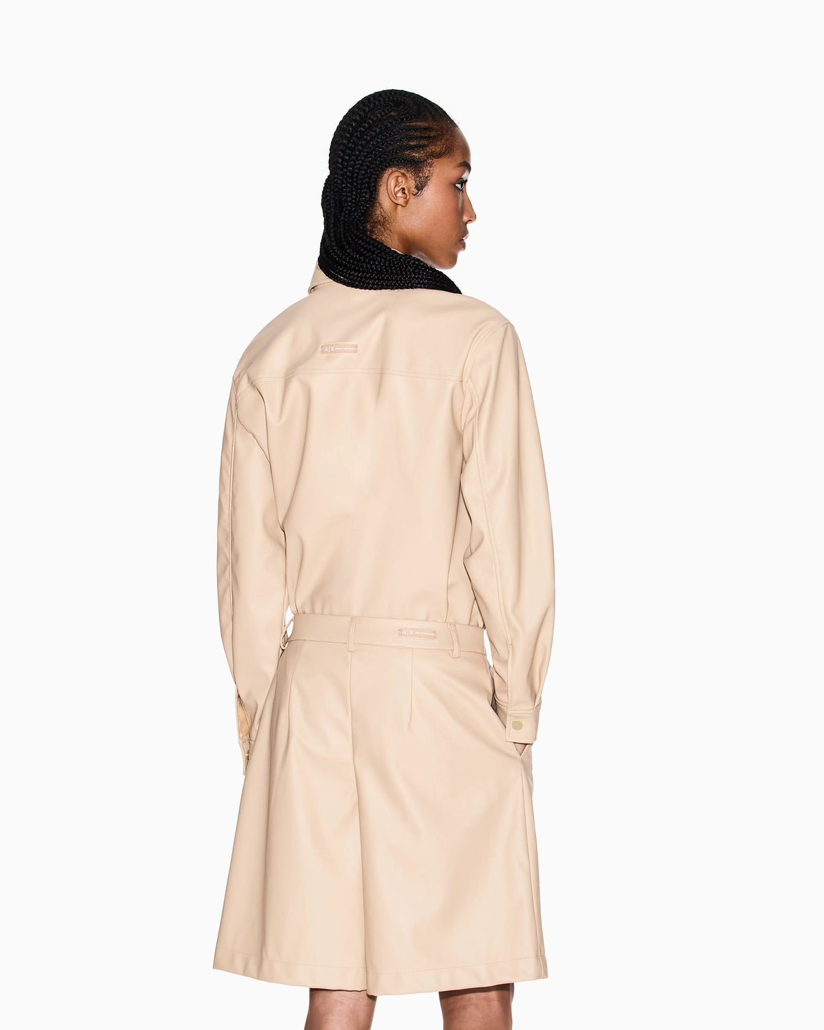 Oversized faux leather Bermuda shorts