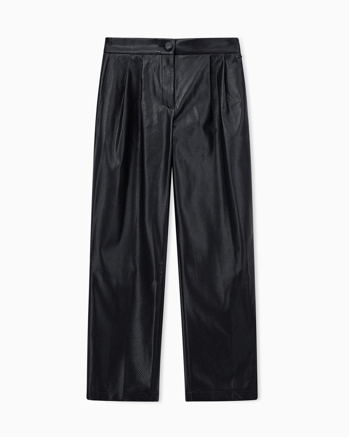 Faux leather trousers with pleats