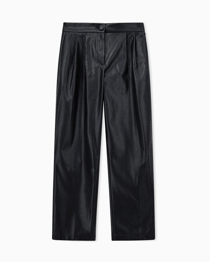 Faux leather trousers with pleats