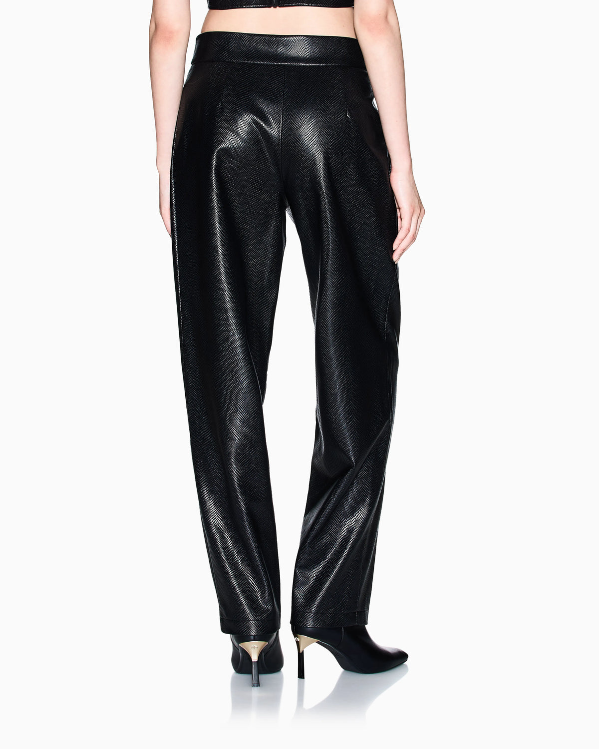 Faux leather trousers with pleats