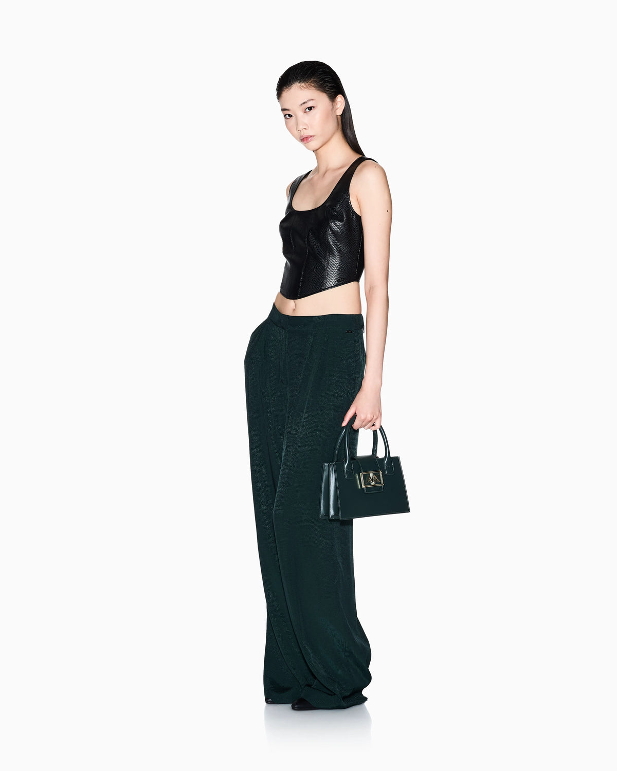 Wide trousers in textured fabric