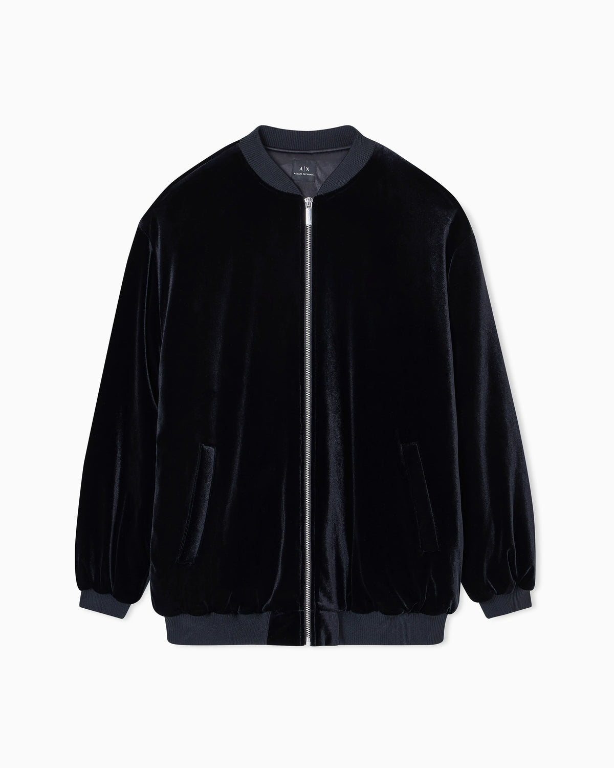 Oversized velvet bomber jacket