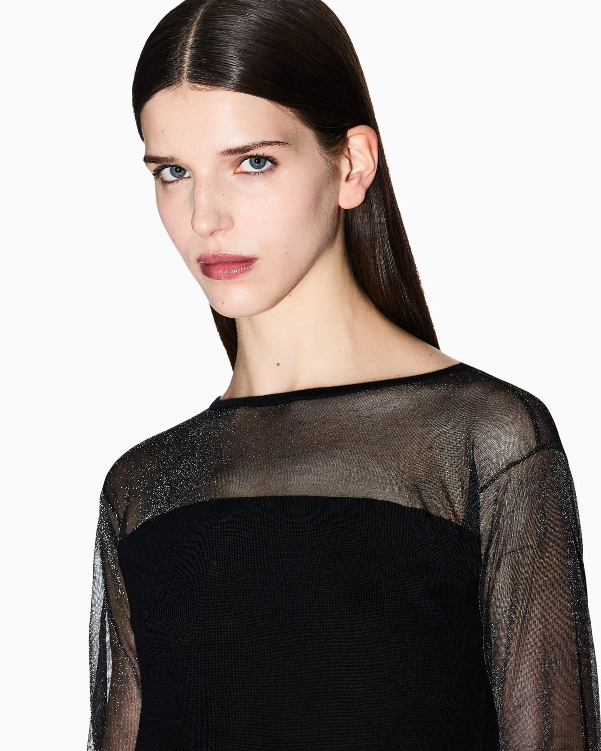 Long-sleeved tulle minidress