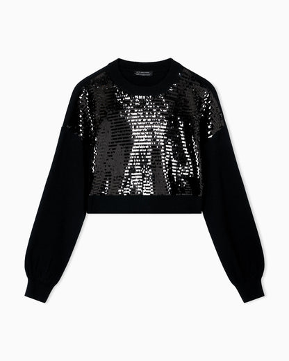 Cropped sweater with sequins