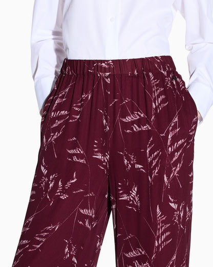 Pleated trousers in chiffon foliage