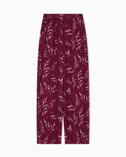Pleated trousers in chiffon foliage