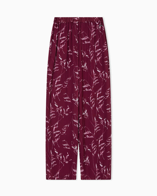 Pleated trousers in chiffon foliage