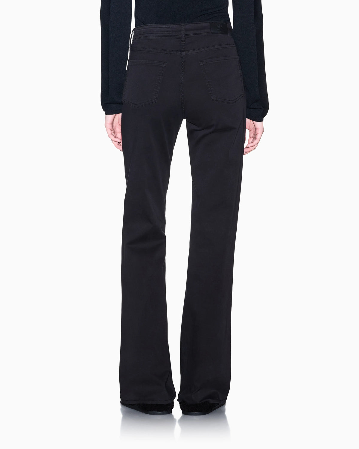 High-waisted flared jeans in stretch satin cotton