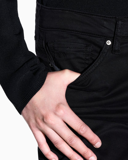 High-waisted flared jeans in stretch satin cotton