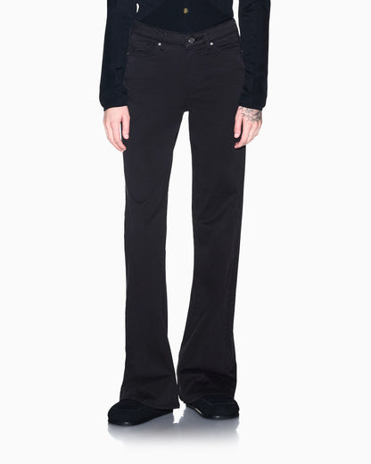 High-waisted flared jeans in stretch satin cotton
