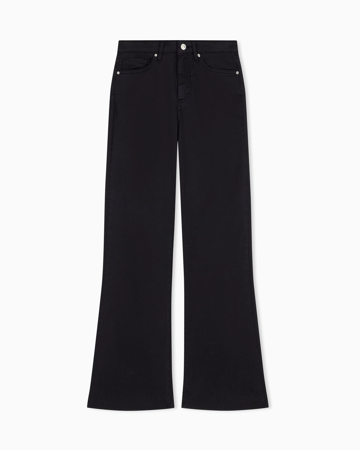 High-waisted flared jeans in stretch satin cotton