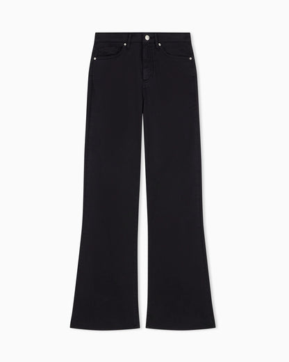 High-waisted flared jeans in stretch satin cotton