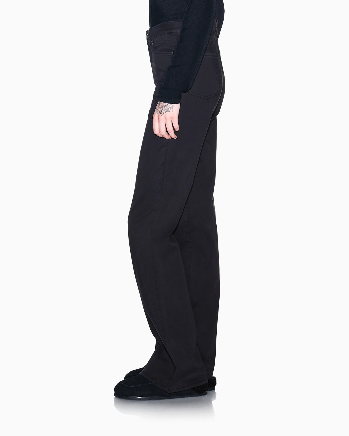 High-waisted flared jeans in stretch satin cotton