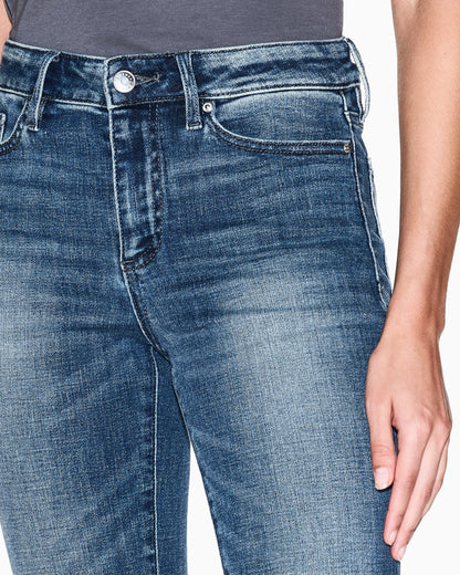 Flared jeans with a used-effect wash