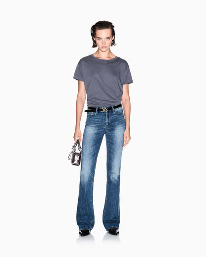 Flared jeans with a used-effect wash