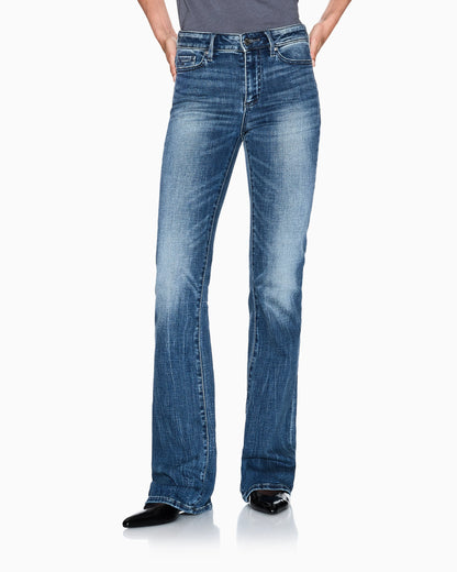 Flared jeans with a used-effect wash