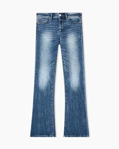 Flared jeans with a used-effect wash