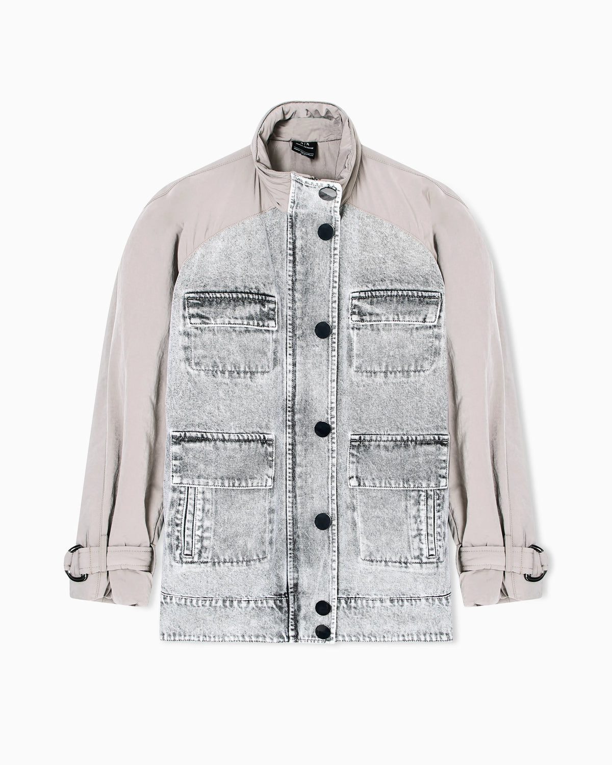 Denim jacket with contrasting inserts
