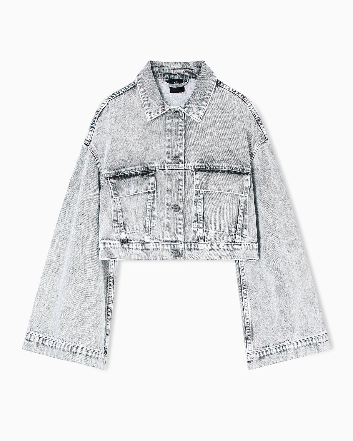 Cropped jacket in used-effect denim