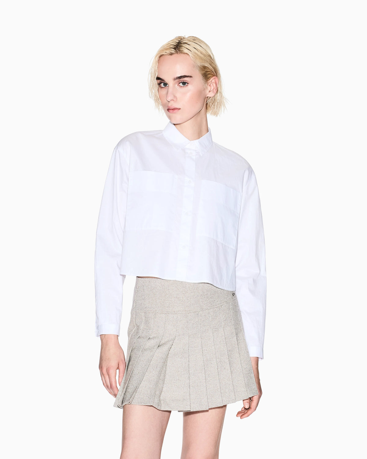 Cropped poplin shirt