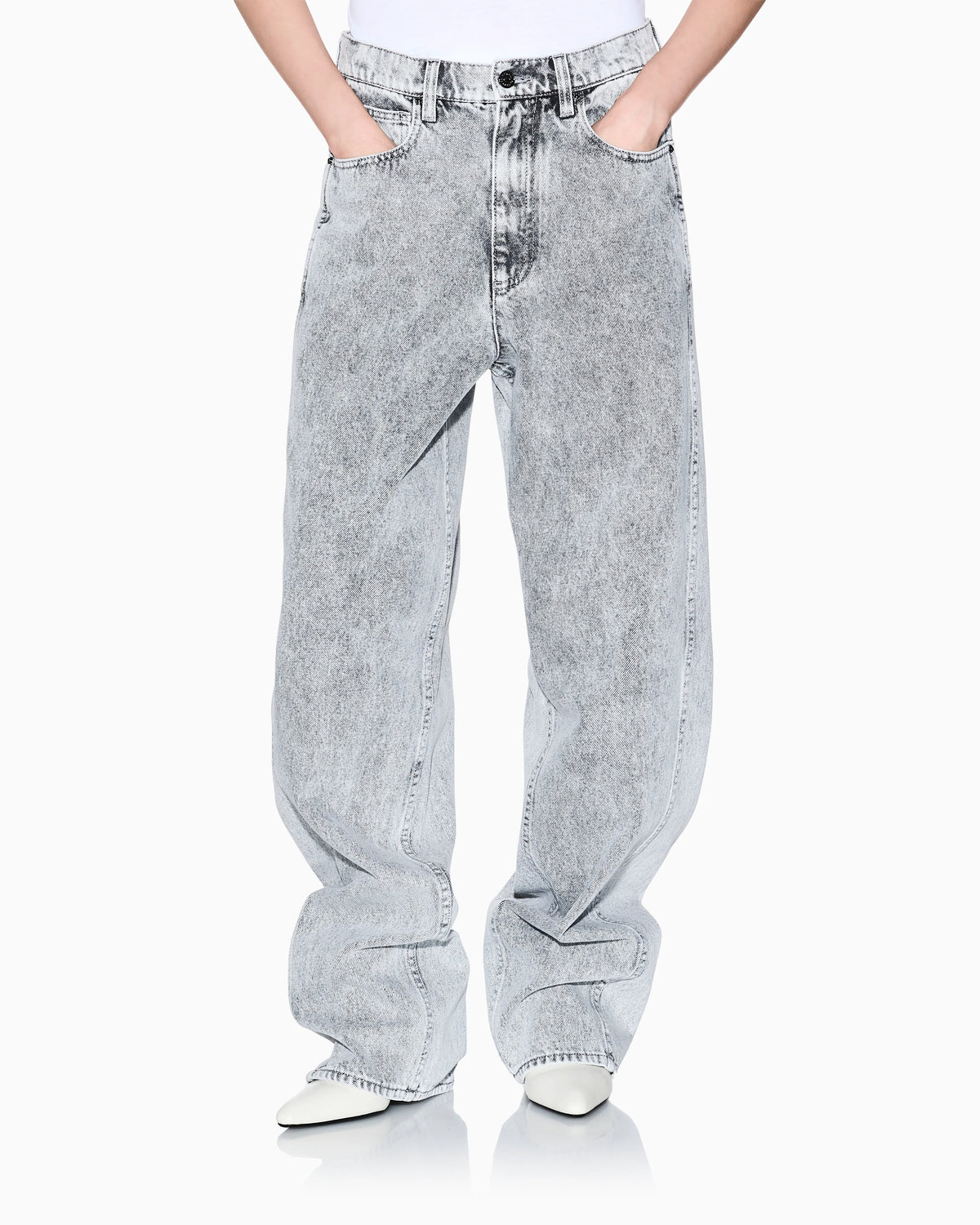 Stonewashed denim jeans.