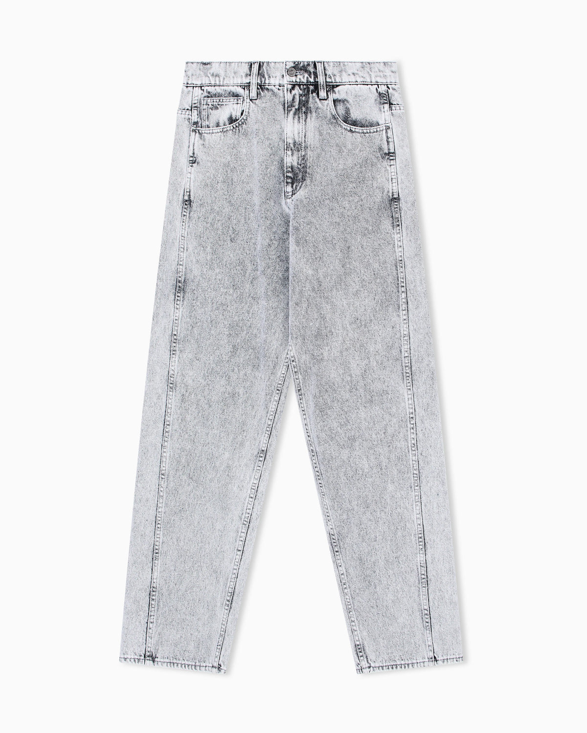 Stonewashed denim jeans.