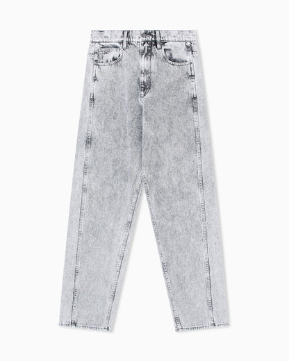 Stonewashed denim jeans.